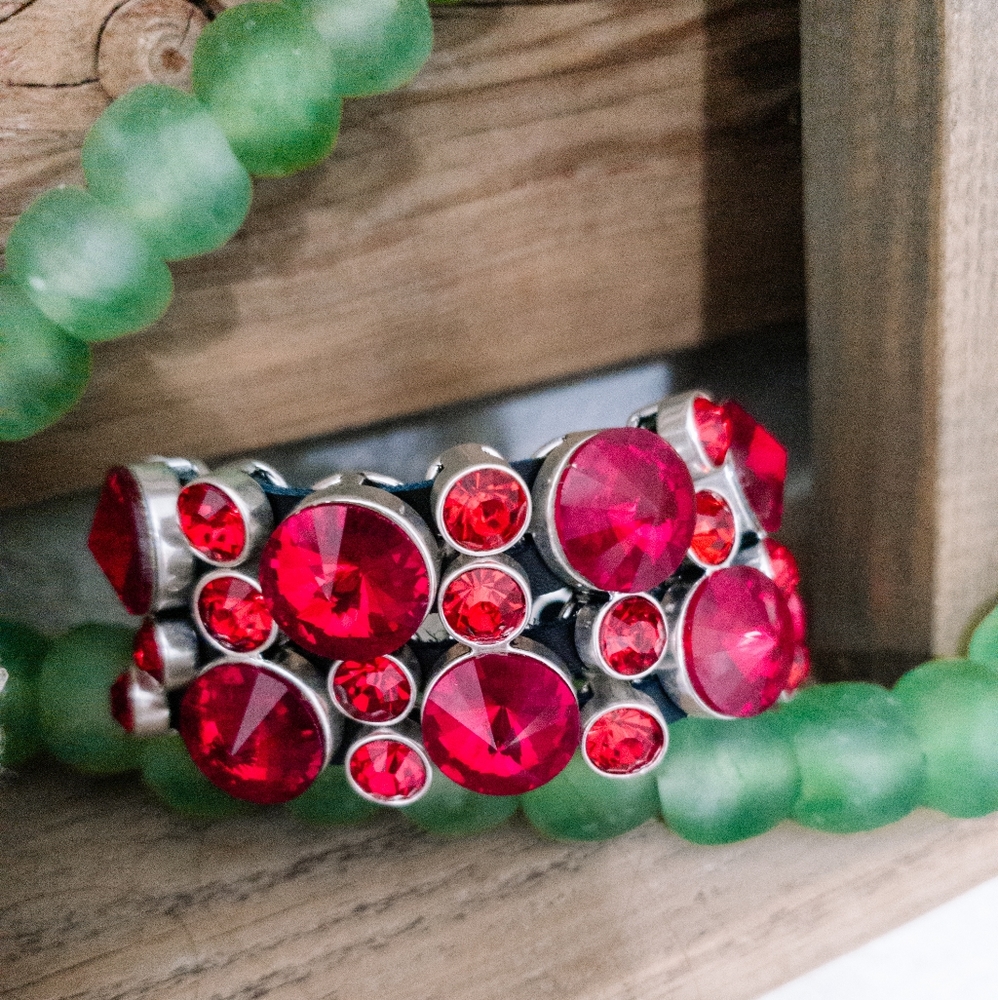 Adjustable Red Bling Bracelet